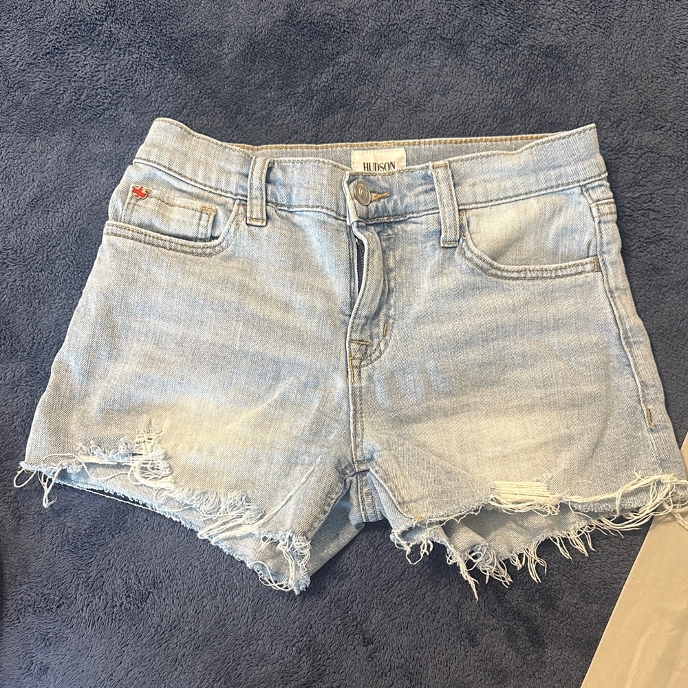 Hudson Jeans Light Wash Distressed Denim Shorts